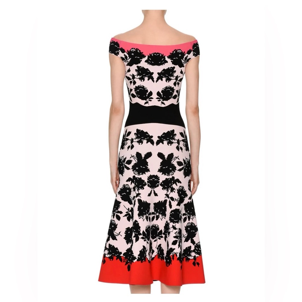 Brand New w Tags Alexander McQueen bateau floral print stretch midi dress sz L